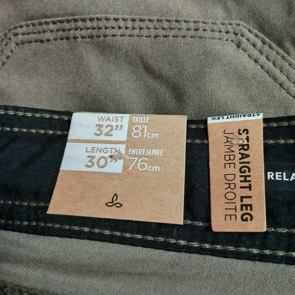 Prana Zion Pants Mens 32 x 30 Olive Green Stretch Cargo Hiking Outdoors Utility